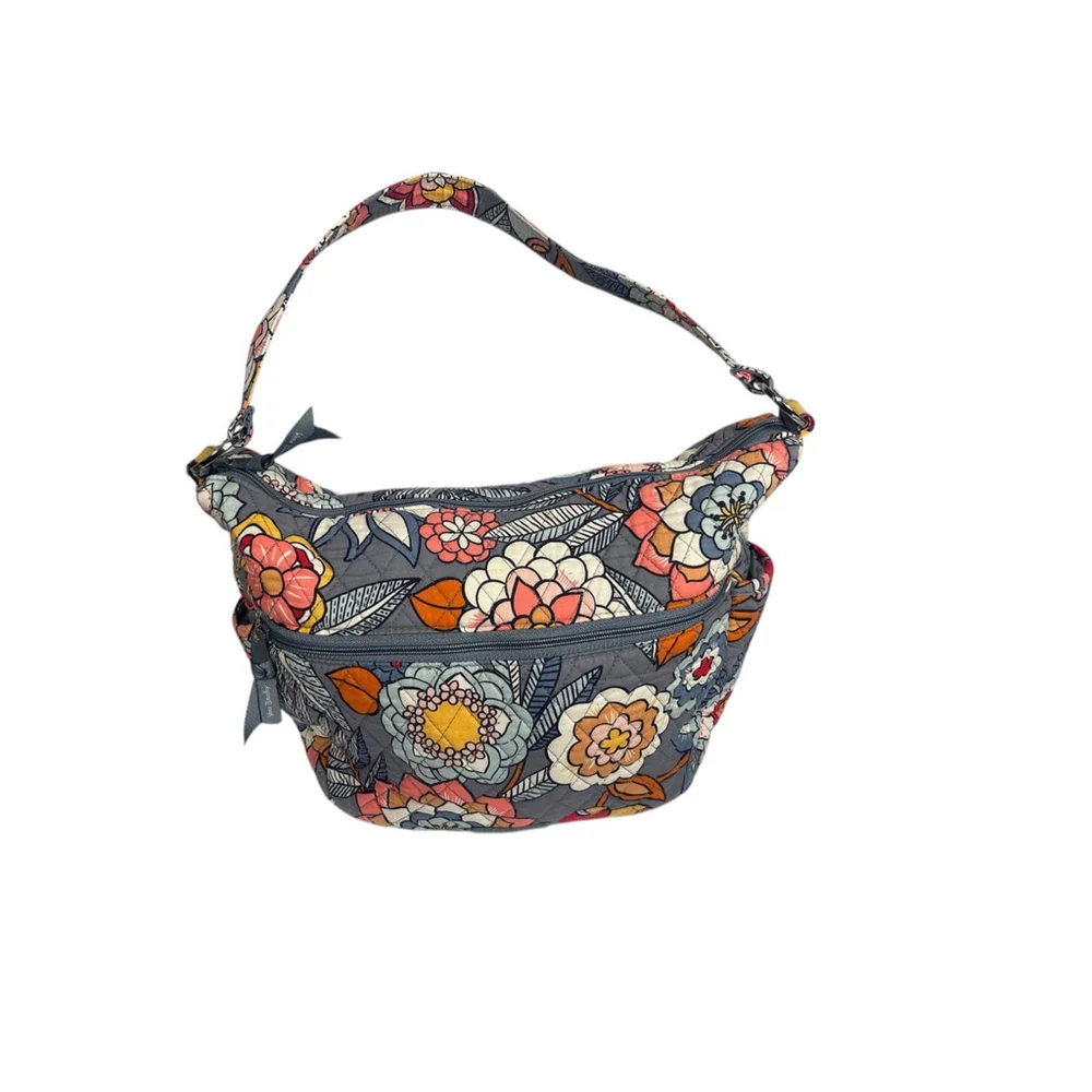3 pc. Set Vera Bradley Shoulder /Crossbody Bag Medium Gray/Blue Floral zipper - Picture 2 of 11